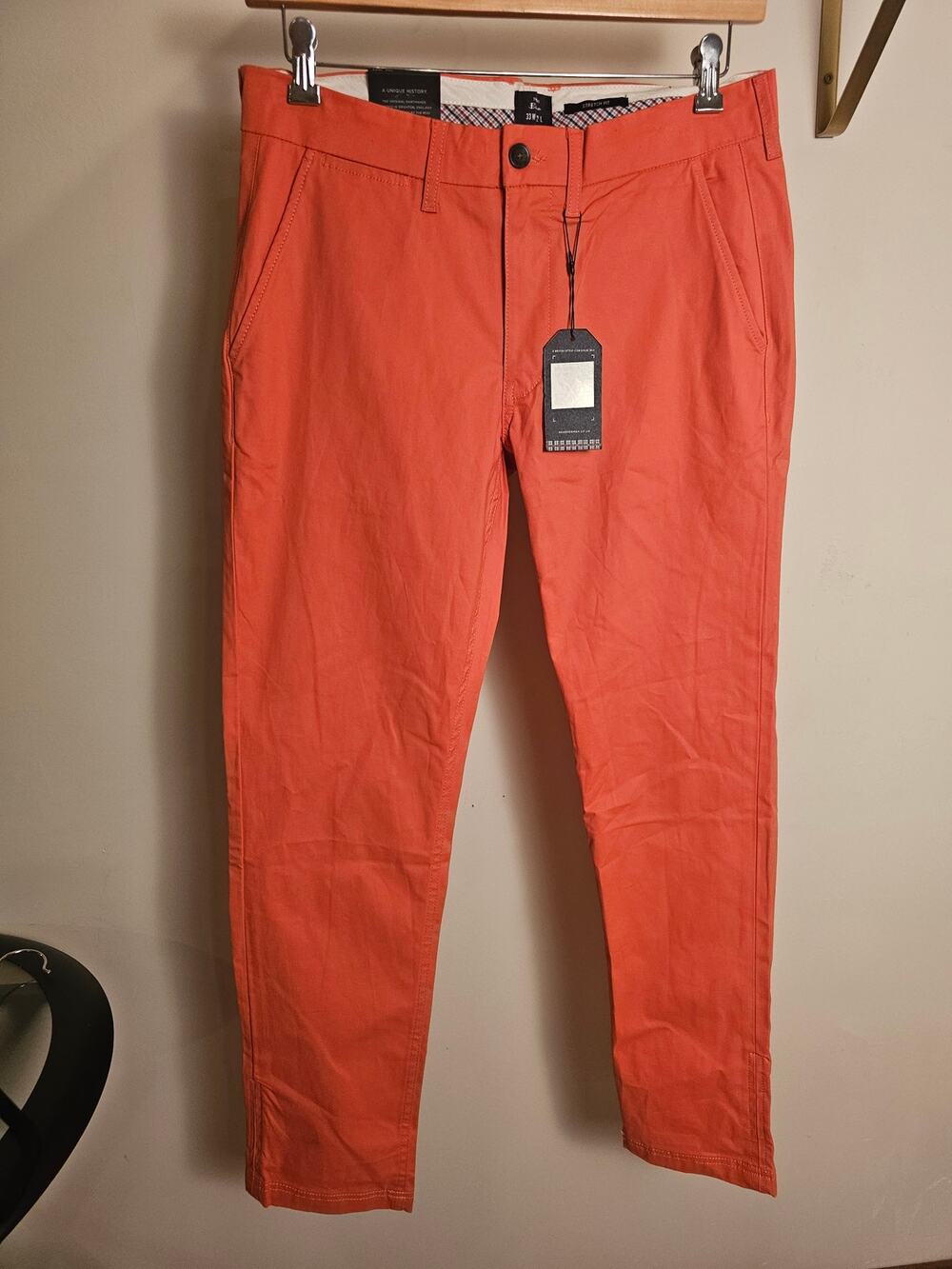 NWT 33x32 SALMON Ben Sherman Stretch Slim Chinos